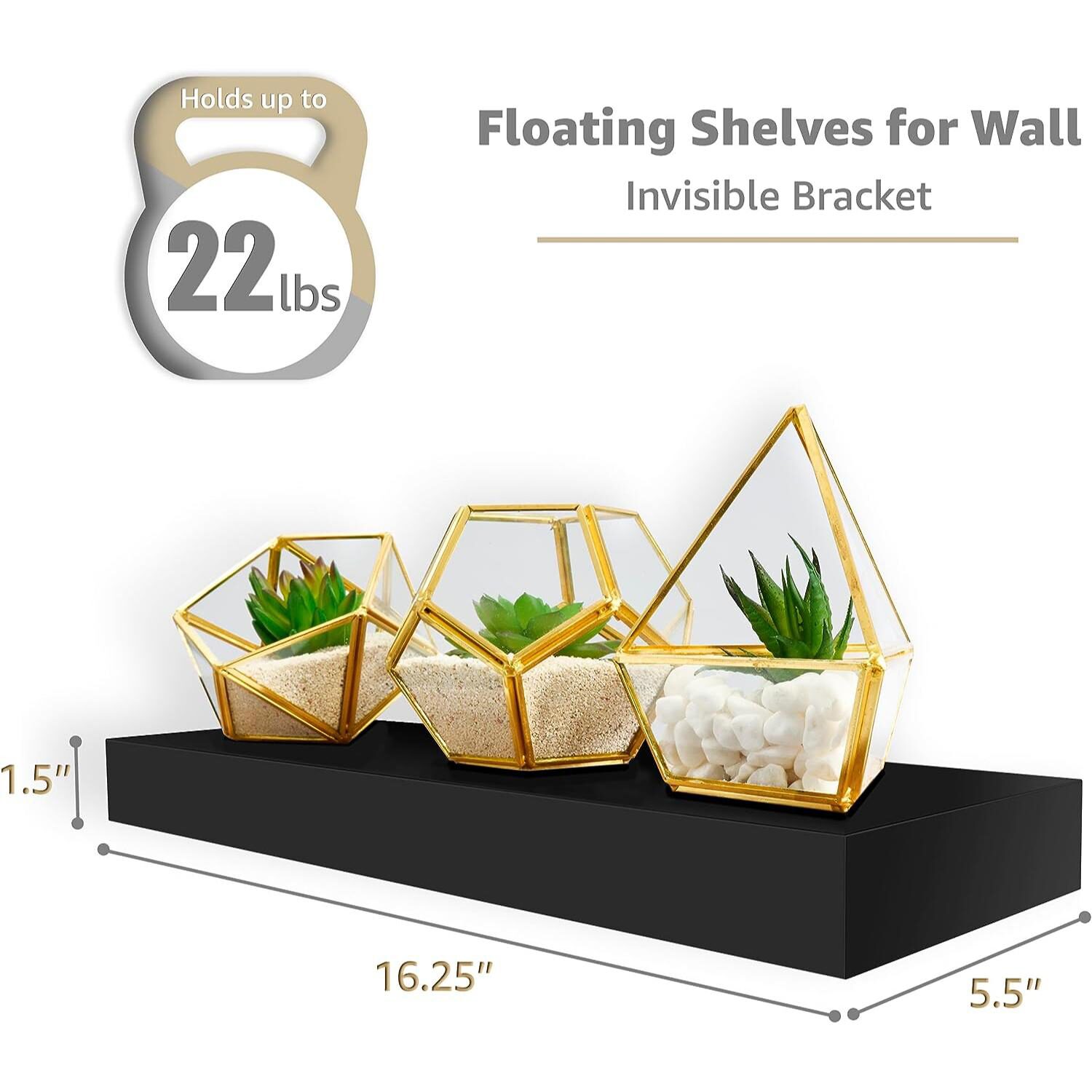 Sorbus 16" Floating 2-Shelf with Baskets