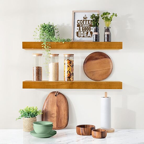 Sorbus 24" Solid Wood 2-Shelf with Baskets