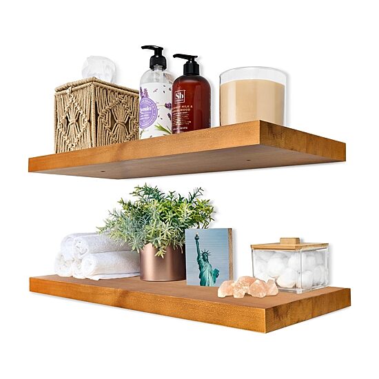 Sorbus 24" Solid Wood 2-Shelf with Baskets
