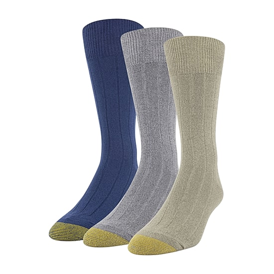 Gold Toe Nantucket Dress Mens 3 Pair Crew Socks