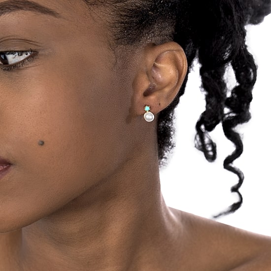 Silver Treasures White Simulated Pearl 14K Gold Over Silver 10.5mm Round Stud Earrings