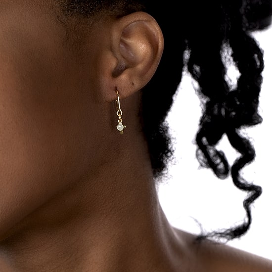 Silver Treasures 14K Gold Over Silver Cross Drop Earrings
