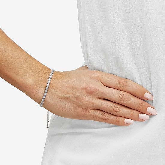 1 CT. T.W.  Diamond Bolo Bracelet in 10K White Gold