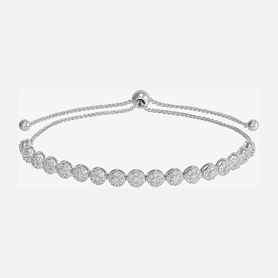 1 CT. T.W.  Diamond Bolo Bracelet in 10K White Gold