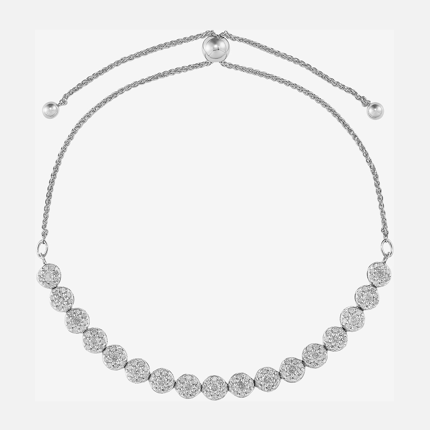 1 CT. T.W.  Diamond Bolo Bracelet in 10K White Gold