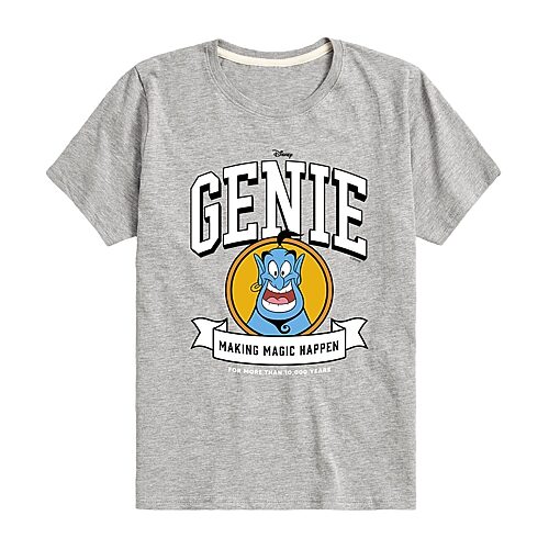 Disney Collection Genie Little & Big Kid Boys Crew Neck Short Sleeve Regular Fit Aladdin Graphic T-Shirt, X-large, Gray