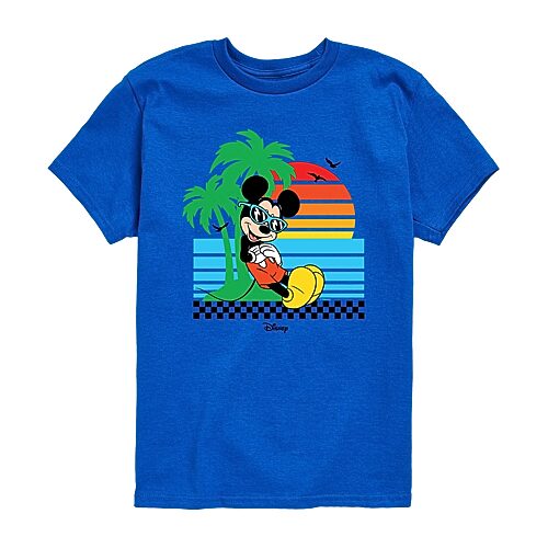 Disney Collection Little & Big Kid Boys Crew Neck Short Sleeve Regular Fit Mickey and Friends Mickey Mouse Graphic T-Shirt, X-large, Blue