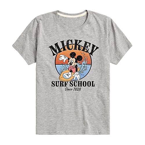 Disney Collection Little & Big Kid Boys Crew Neck Short Sleeve Regular Fit Mickey and Friends Mickey Mouse Graphic T-Shirt, X-large, Gray