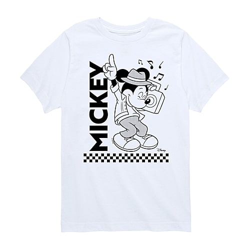 Disney Collection Little & Big Kid Boys Crew Neck Short Sleeve Regular Fit Mickey and Friends Mickey Mouse Graphic T-Shirt, X-large, White