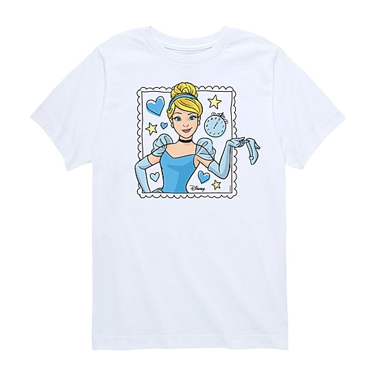 Disney Collection Little & Big Kid Girls Crew Neck Short Sleeve Regular Fit Cinderella Princess Graphic T-Shirt