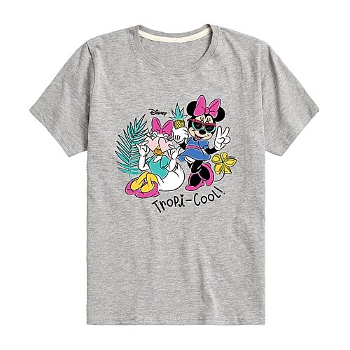 Disney Collection Little & Big Kid Girls Crew Neck Short Sleeve Regular Fit Mickey and Friends Minnie Mouse Graphic T-Shirt, X-large, Gray
