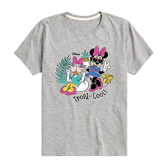 Disney Collection Little & Big Kid Girls Crew Neck Short Sleeve Regular Fit Mickey and Friends Minnie Mouse Graphic T-Shirt