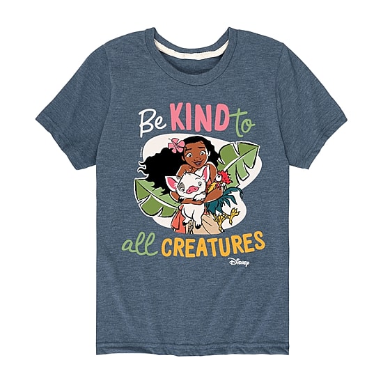 Disney Collection Little & Big Kid Girls Crew Neck Short Sleeve Regular Fit Princess Moana Graphic T-Shirt