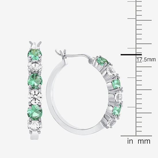 Gemstone & Lab-Created White Sapphire Sterling Silver Hoop Earrings