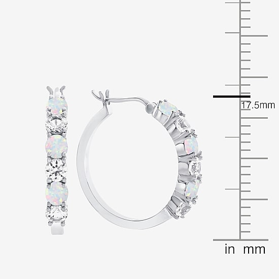 Gemstone & Lab-Created White Sapphire Sterling Silver Hoop Earrings