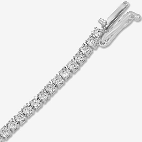 (G / I1) Womens 2 CT. Lab Grown White Diamond 10K Gold Tennis Bracelet