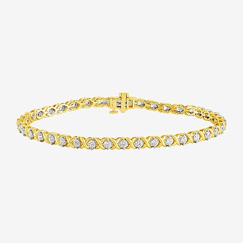 Womens 2 CT. T.W. Lab Grown White Diamond 10K White Gold 7.5 Inch Tennis Bracelet, One Size, Yellow