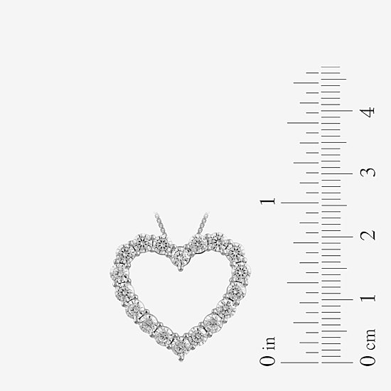 Womens 2 CT. Lab Grown White Diamond 10K Gold Heart 18 Inch Pendant Necklace