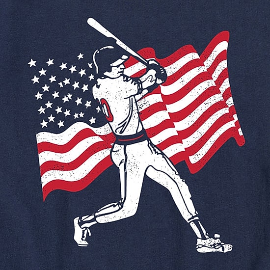 Americana Baseball Little & Big Kid Boys Crew Neck Short Sleeve Flag Regular Fit Graphic T-Shirt