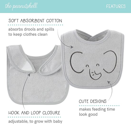 The Peanutshell Soft Neutral Unisex 10-pc. Bib