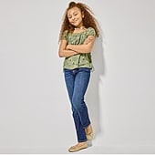 Thereabouts Little & Big Kid Girls Adjustable Waist Stretch Fabric Superflex Mid Rise Straight Leg Jean