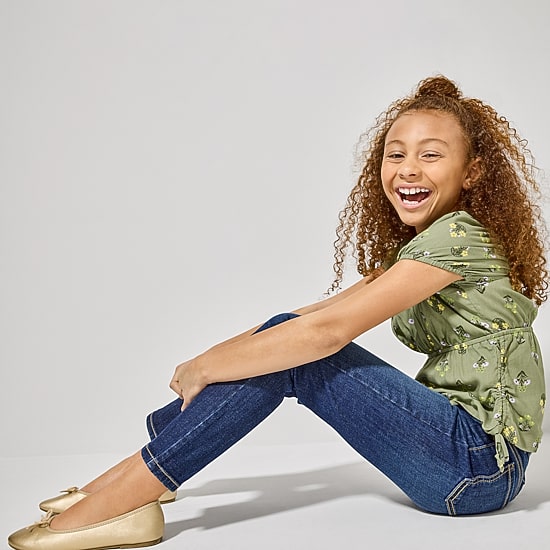 Thereabouts Little & Big Kid Girls Adjustable Waist Stretch Fabric Superflex Mid Rise Straight Leg Jean