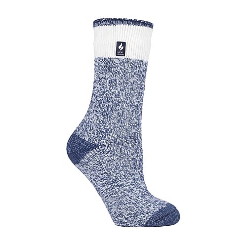 Heat Holders Women's Lite Willow Block Twist Crew Socks - Soft Navy