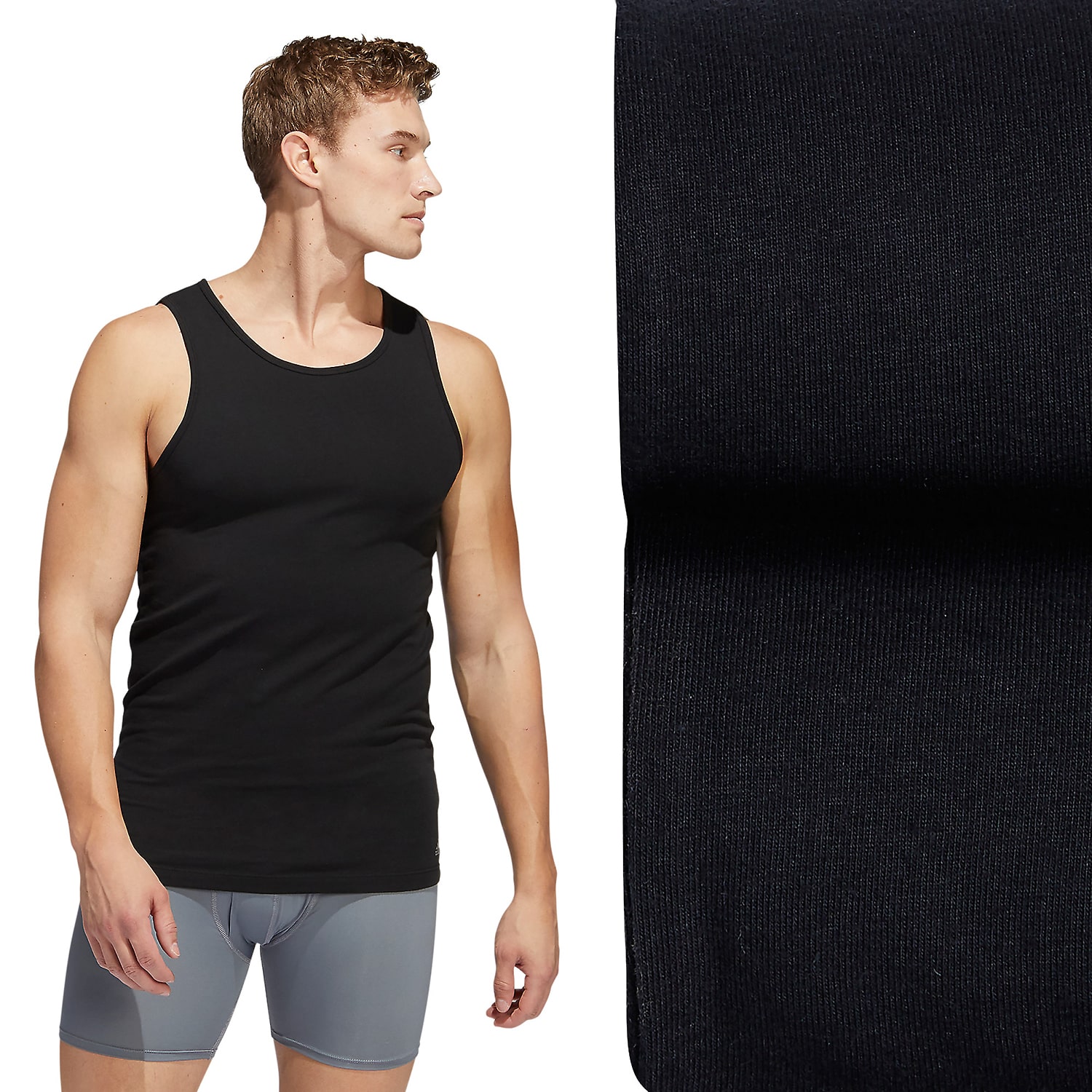 adidas Stretch Mens Crew Neck Sleeveless 2 Pack Tank