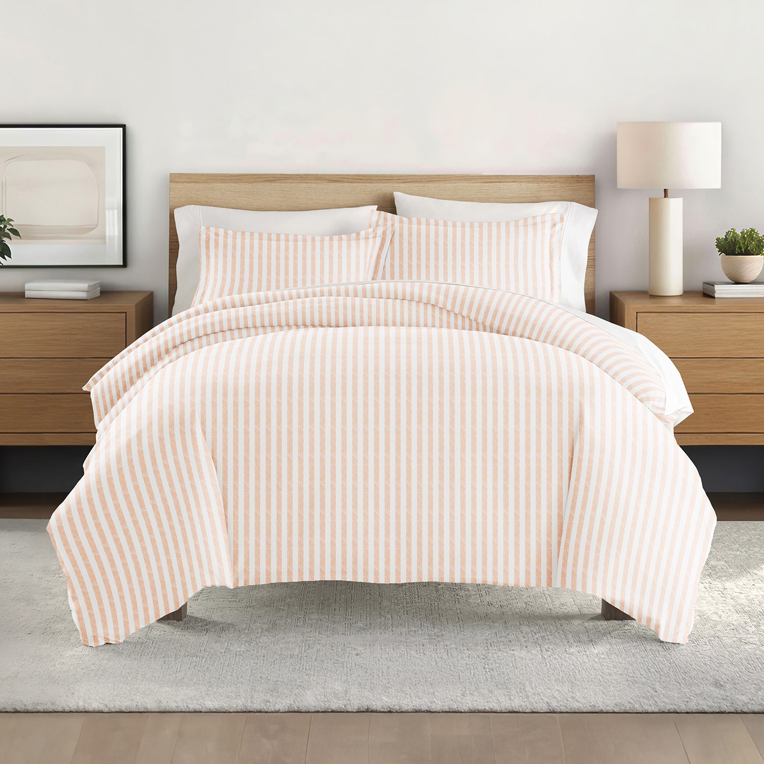 Casual Comfort Premium Ultra Soft Puffed Rugged Stripes Duvet Cover Set