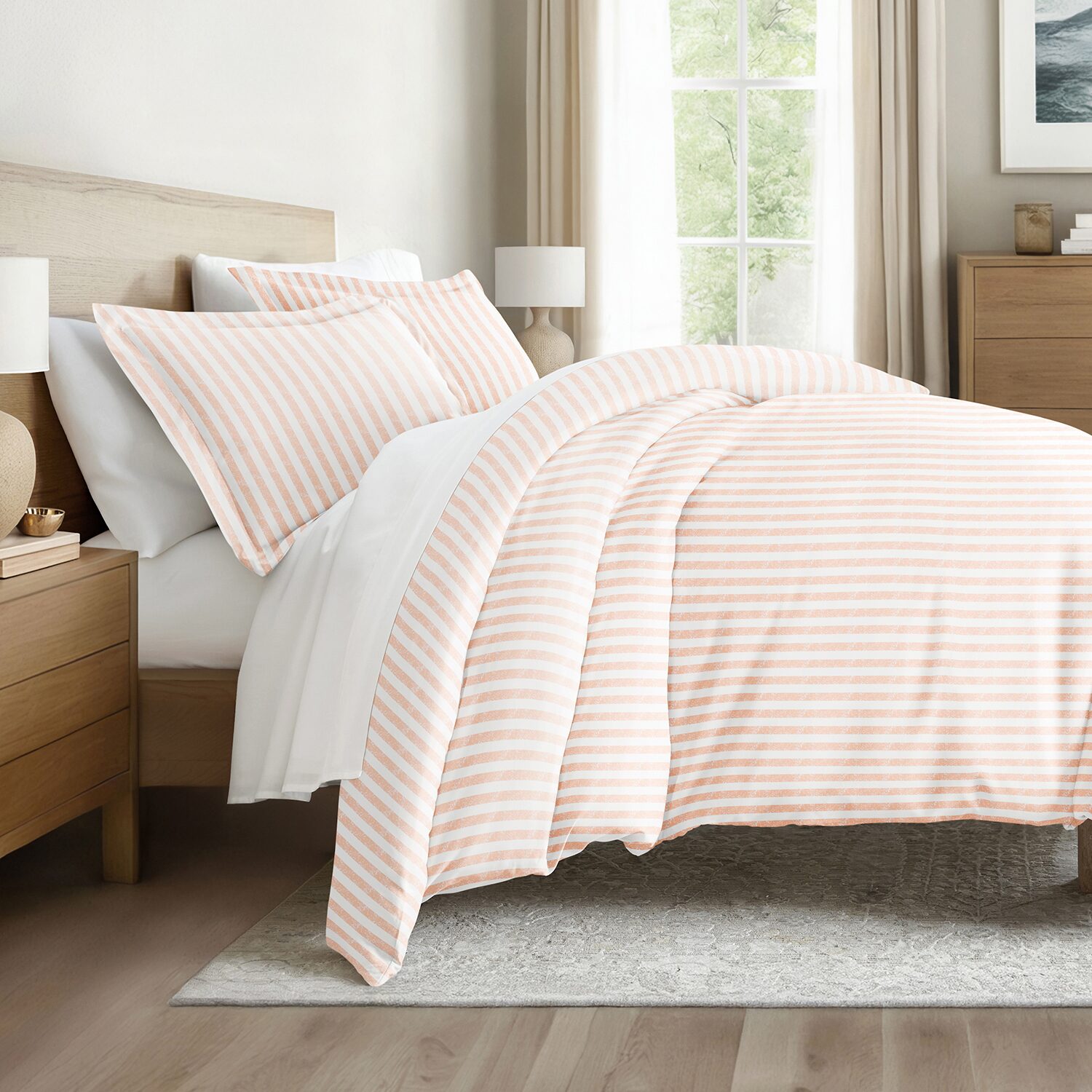 Casual Comfort Premium Ultra Soft Puffed Rugged Stripes Duvet Cover Set