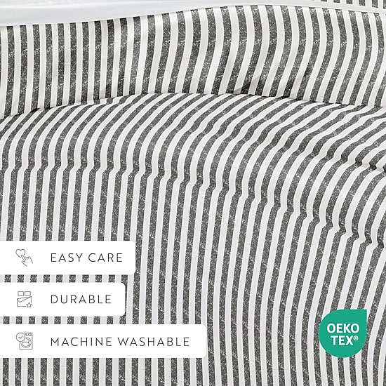 Casual Comfort Premium Ultra Soft Puffed Rugged Stripes Duvet Cover Set