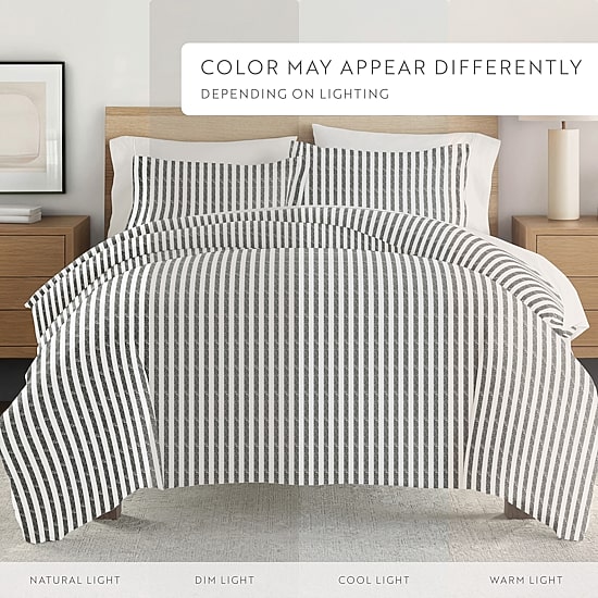 Casual Comfort Premium Ultra Soft Puffed Rugged Stripes Duvet Cover Set