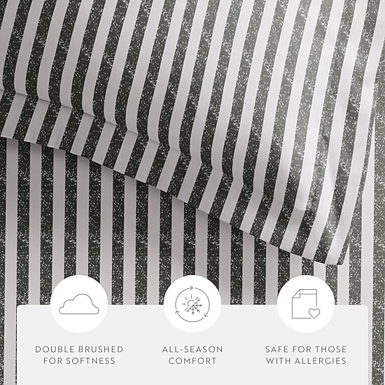 Casual Comfort Premium Ultra Soft Puffed Rugged Stripes Duvet Cover Set