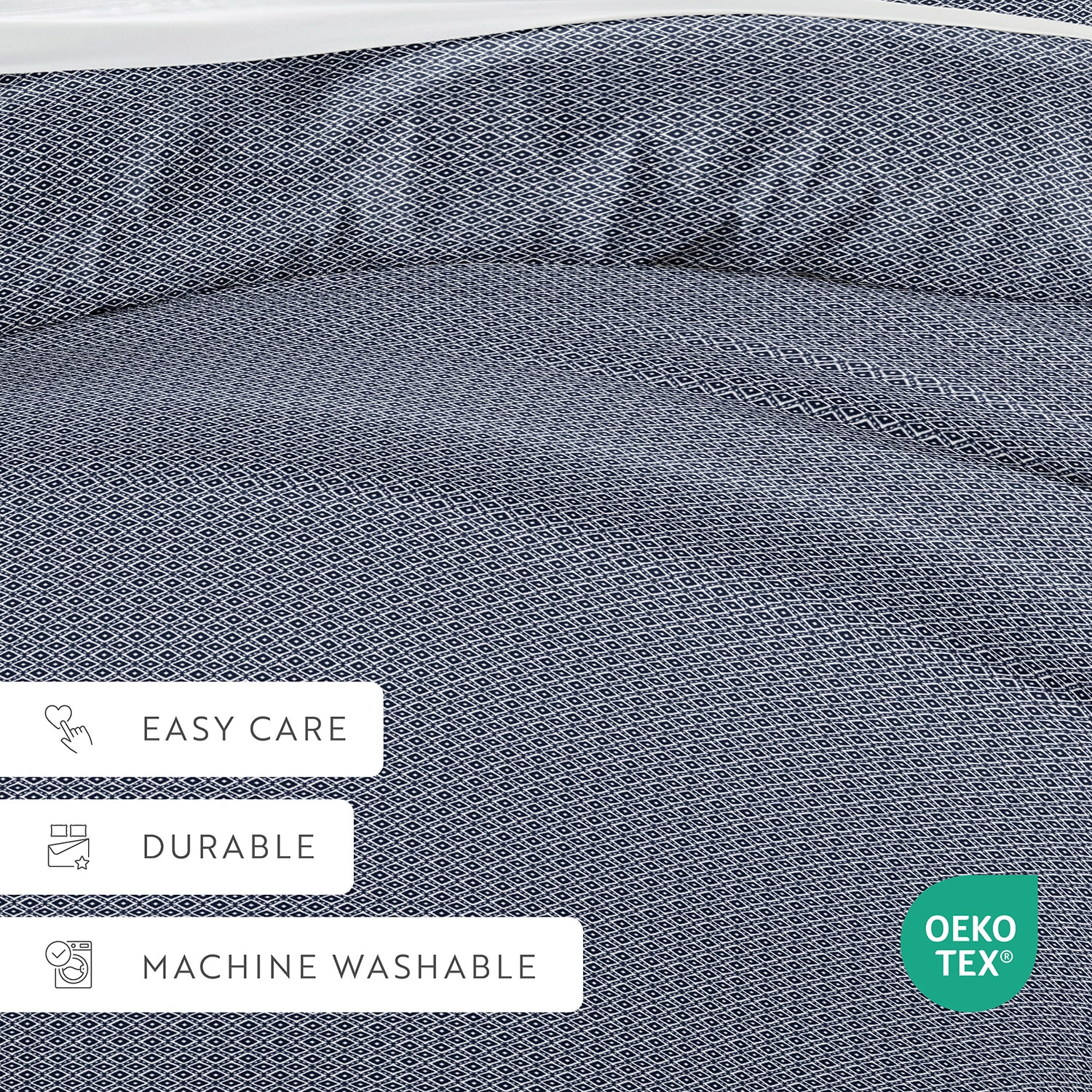 Casual Comfort Premium Ultra Soft Blue Diamond Pattern Duvet Cover Set