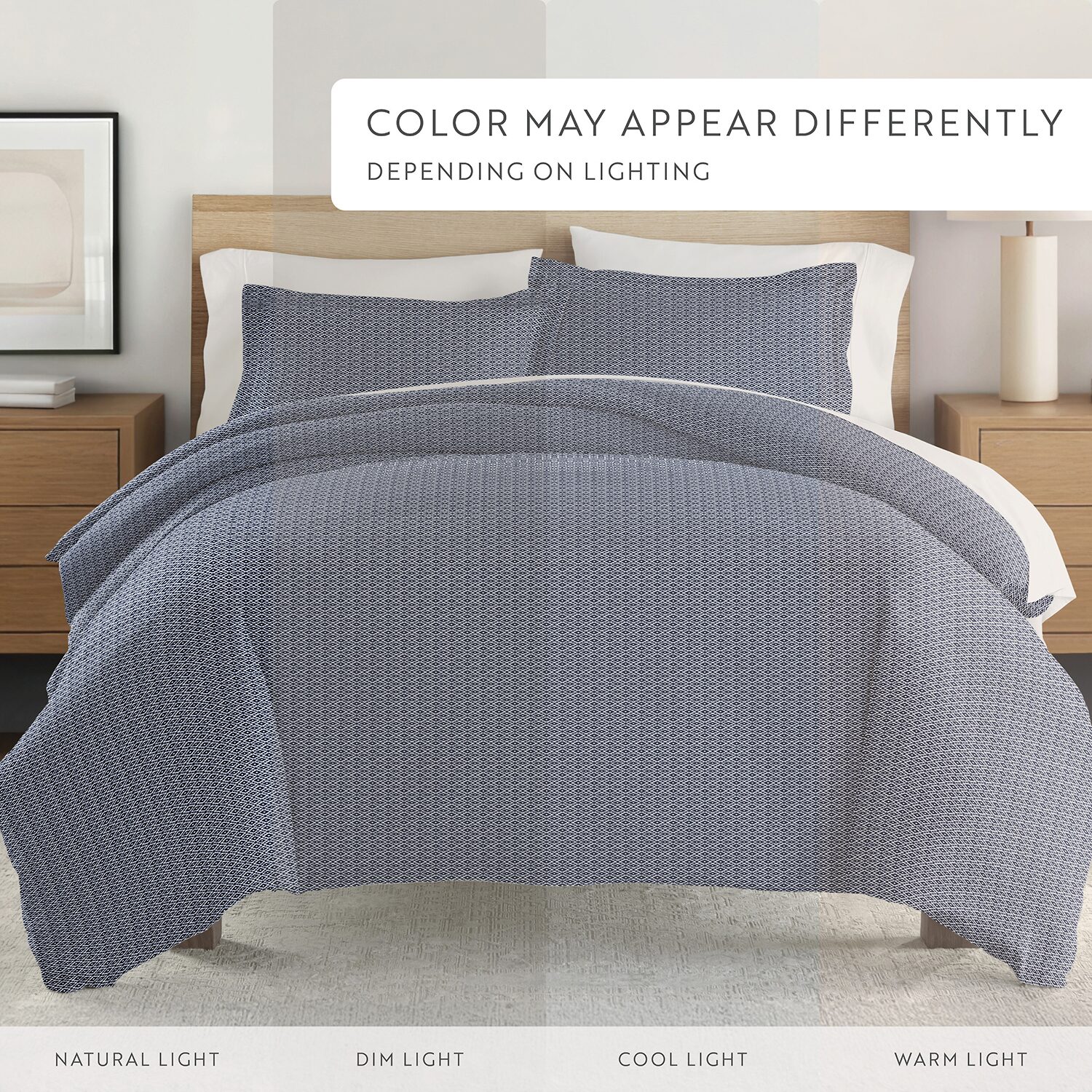 Casual Comfort Premium Ultra Soft Blue Diamond Pattern Duvet Cover Set