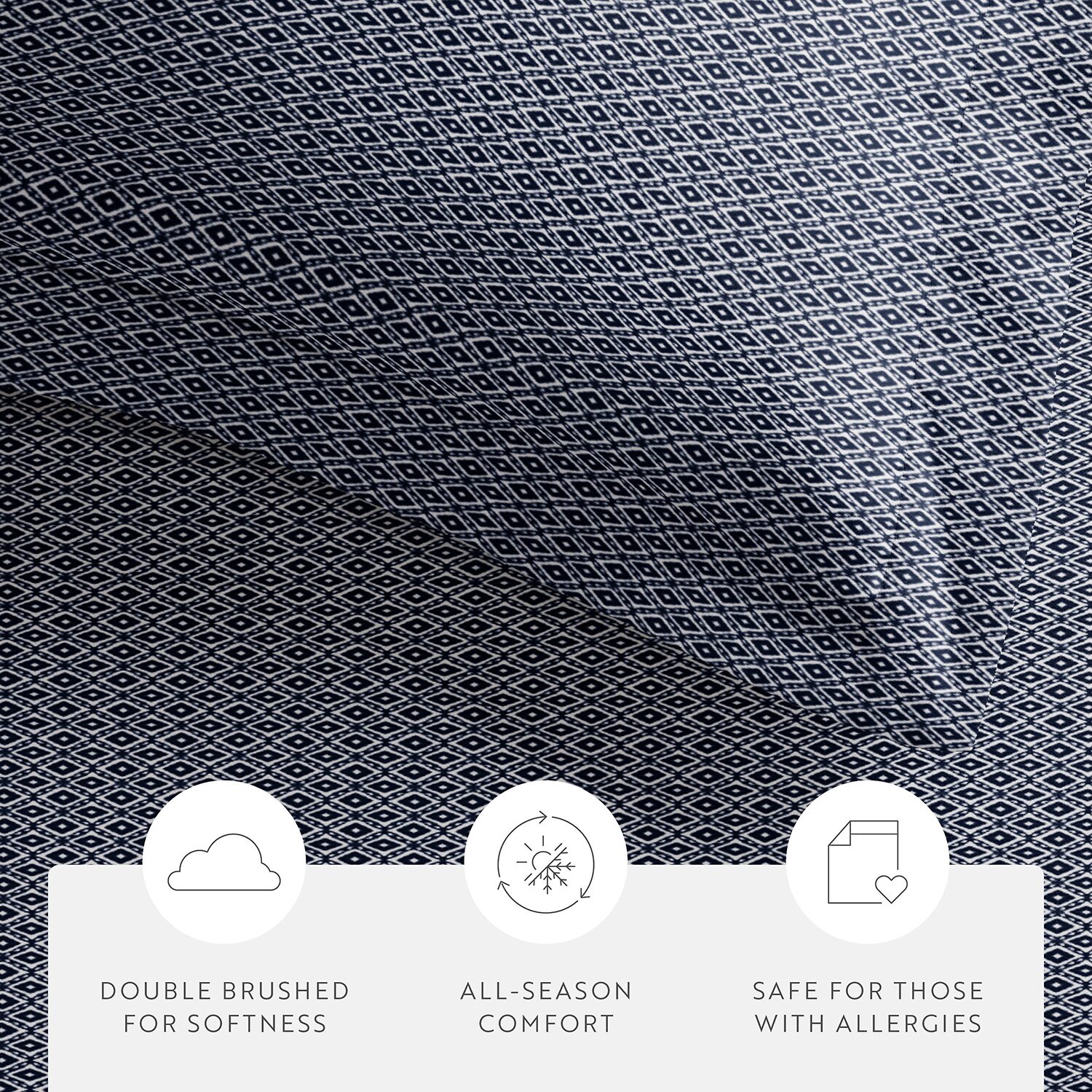Casual Comfort Premium Ultra Soft Blue Diamond Pattern Duvet Cover Set