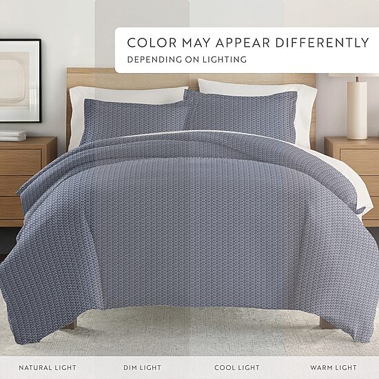 Casual Comfort Premium Ultra Soft Blue Diamond Pattern Duvet Cover Set