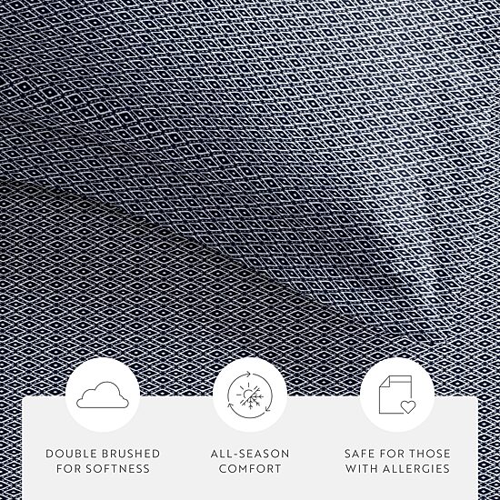 Casual Comfort Premium Ultra Soft Blue Diamond Pattern Duvet Cover Set
