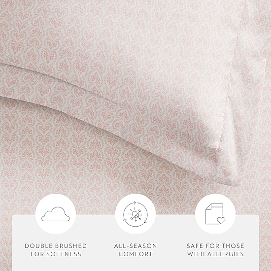 Casual Comfort Premium Ultra Soft Classic Pink Pattern Duvet Cover Set
