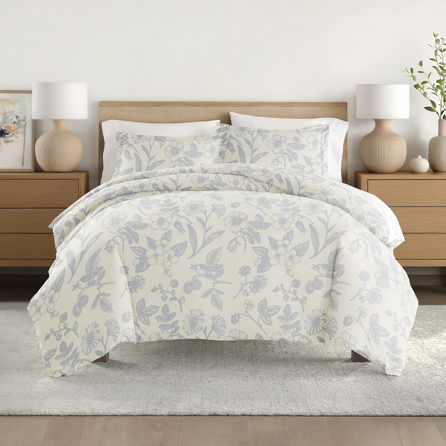 Casual Comfort Premium Ultra Soft Garden Pattern Duvet Cover Set