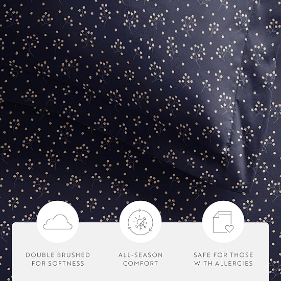 Casual Comfort Premium Ultra Soft Midnight Blossoms  Duvet Cover Set