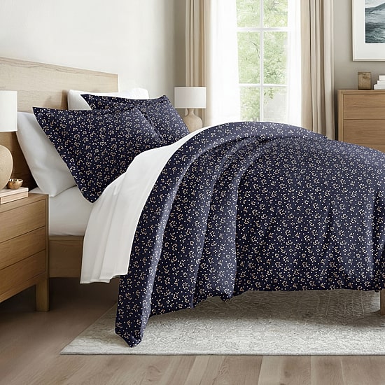 Casual Comfort Premium Ultra Soft Midnight Blossoms  Duvet Cover Set