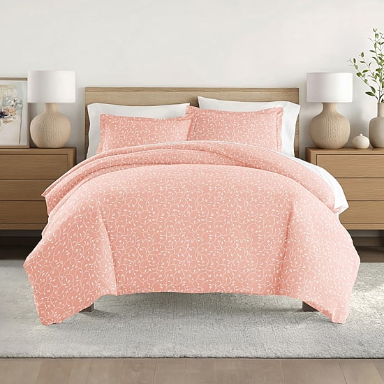 Casual Comfort Premium Ultra Soft Pink Buds Duvet Cover Set