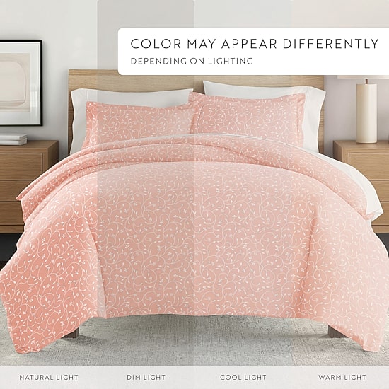 Casual Comfort Premium Ultra Soft Pink Buds Duvet Cover Set