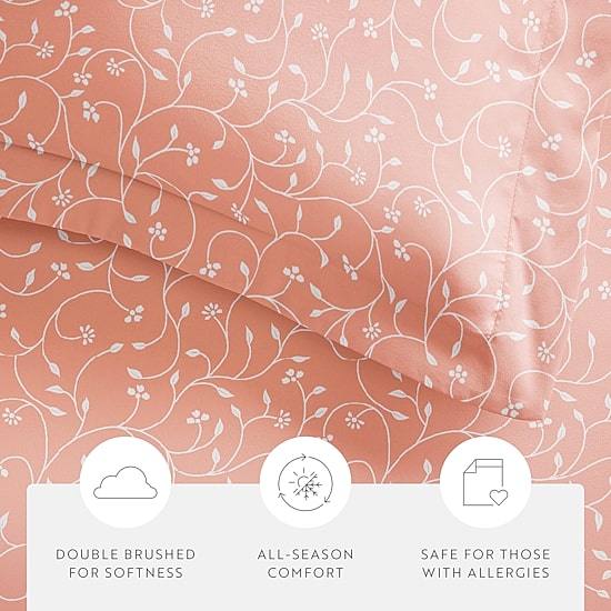 Casual Comfort Premium Ultra Soft Pink Buds Duvet Cover Set