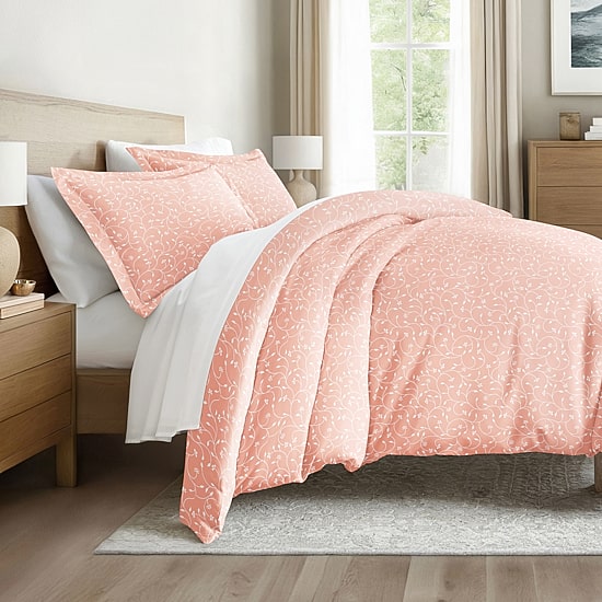Casual Comfort Premium Ultra Soft Pink Buds Duvet Cover Set