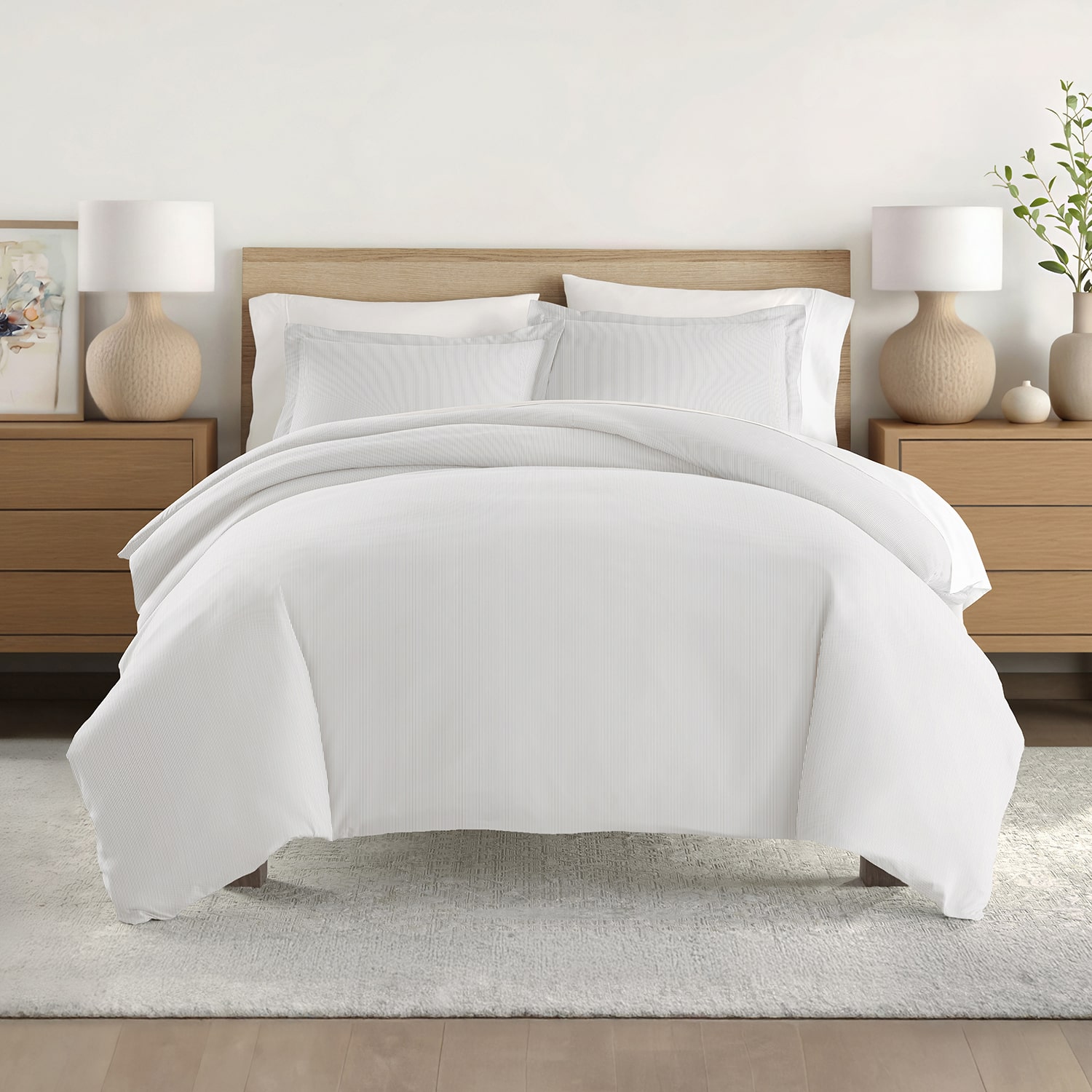 Casual Comfort Premium Ultra Soft Pinstriped Duvet Cover Set