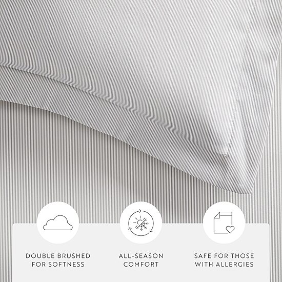 Casual Comfort Premium Ultra Soft Pinstriped Duvet Cover Set