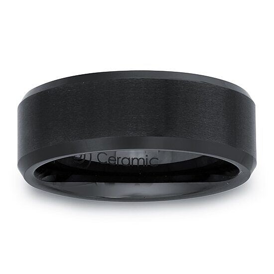 Mens 6mm Black Ceramic Wedding Band