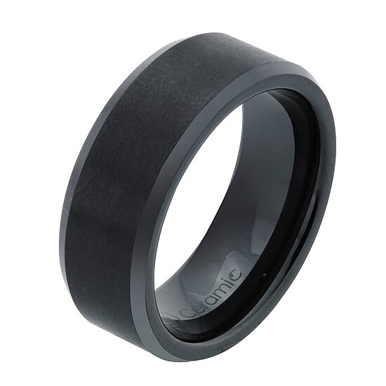 Mens 6mm Black Ceramic Wedding Band